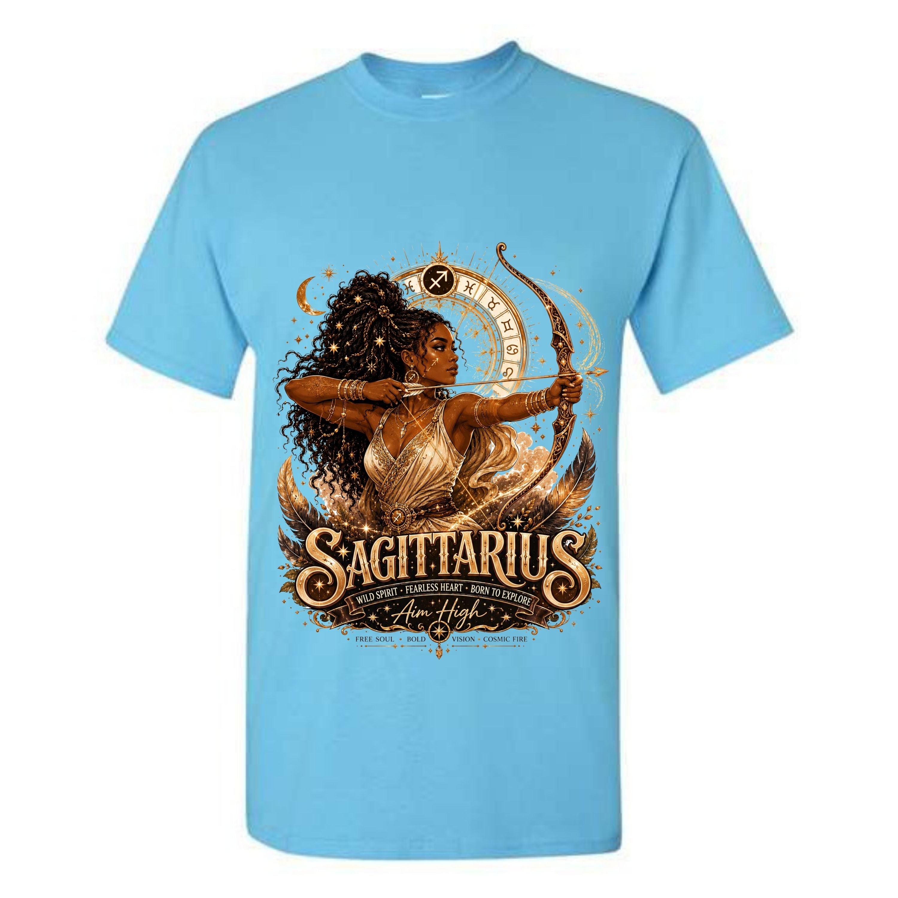 Sagittarius Aim High T Shirt Sagittarius Zodiac Graphic Tee Golden Sagittarius Goddess Shirt Archer Zodiac Shirt Gift For Sagittarius Women