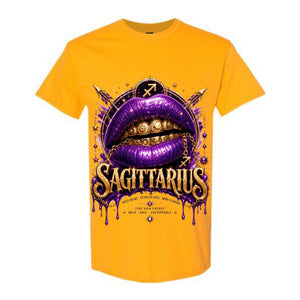 Sagittarius T Shirt Sagittarius Zodiac Graphic Tee Purple Glitter Lips Shirt Gold Grillz Zodiac Shirt Fearless Sagittarius Shirt Gift For Sagittarius Women