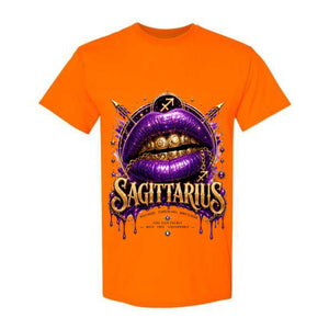 Sagittarius T Shirt Sagittarius Zodiac Graphic Tee Purple Glitter Lips Shirt Gold Grillz Zodiac Shirt Fearless Sagittarius Shirt Gift For Sagittarius Women
