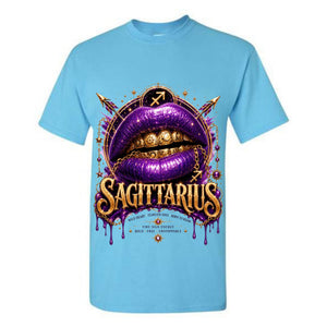 Sagittarius T Shirt Sagittarius Zodiac Graphic Tee Purple Glitter Lips Shirt Gold Grillz Zodiac Shirt Fearless Sagittarius Shirt Gift For Sagittarius Women