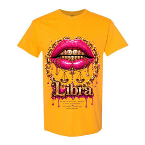 Libra T Shirt Libra Zodiac Graphic Tee Pink Glitter Lips Shirt Gold Grillz Zodiac Shirt Balanced Libra Shirt Gift For Libra Women