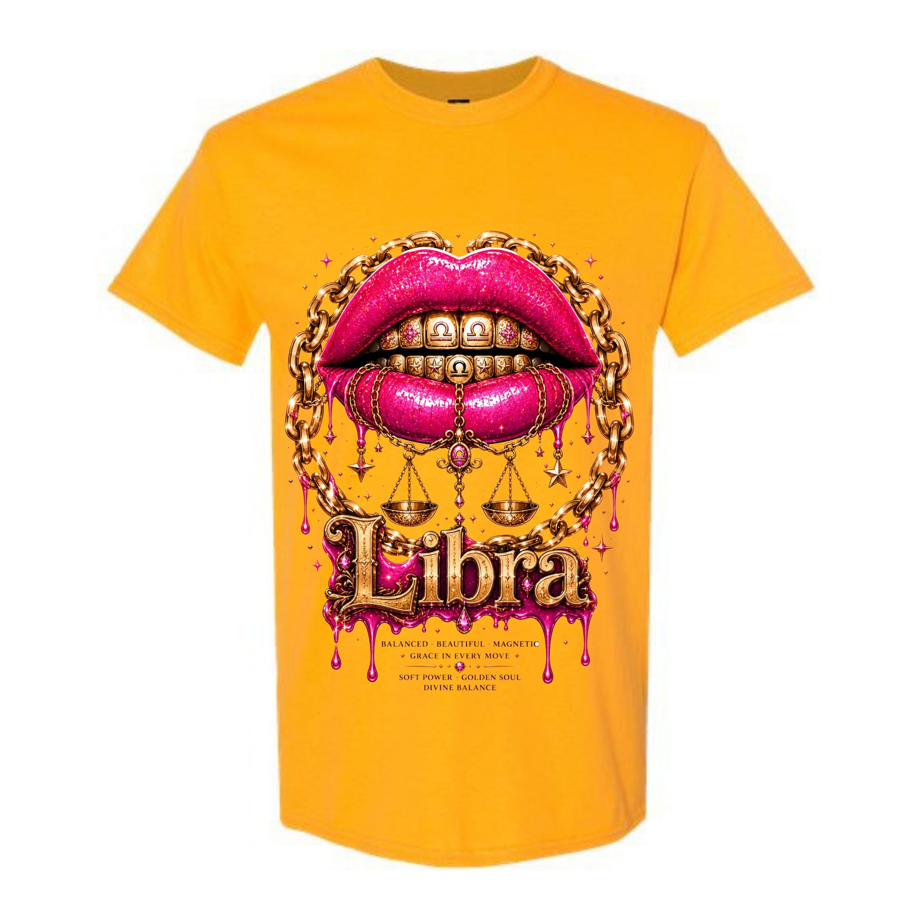 Libra T Shirt Libra Zodiac Graphic Tee Pink Glitter Lips Shirt Gold Grillz Zodiac Shirt Balanced Libra Shirt Gift For Libra Women