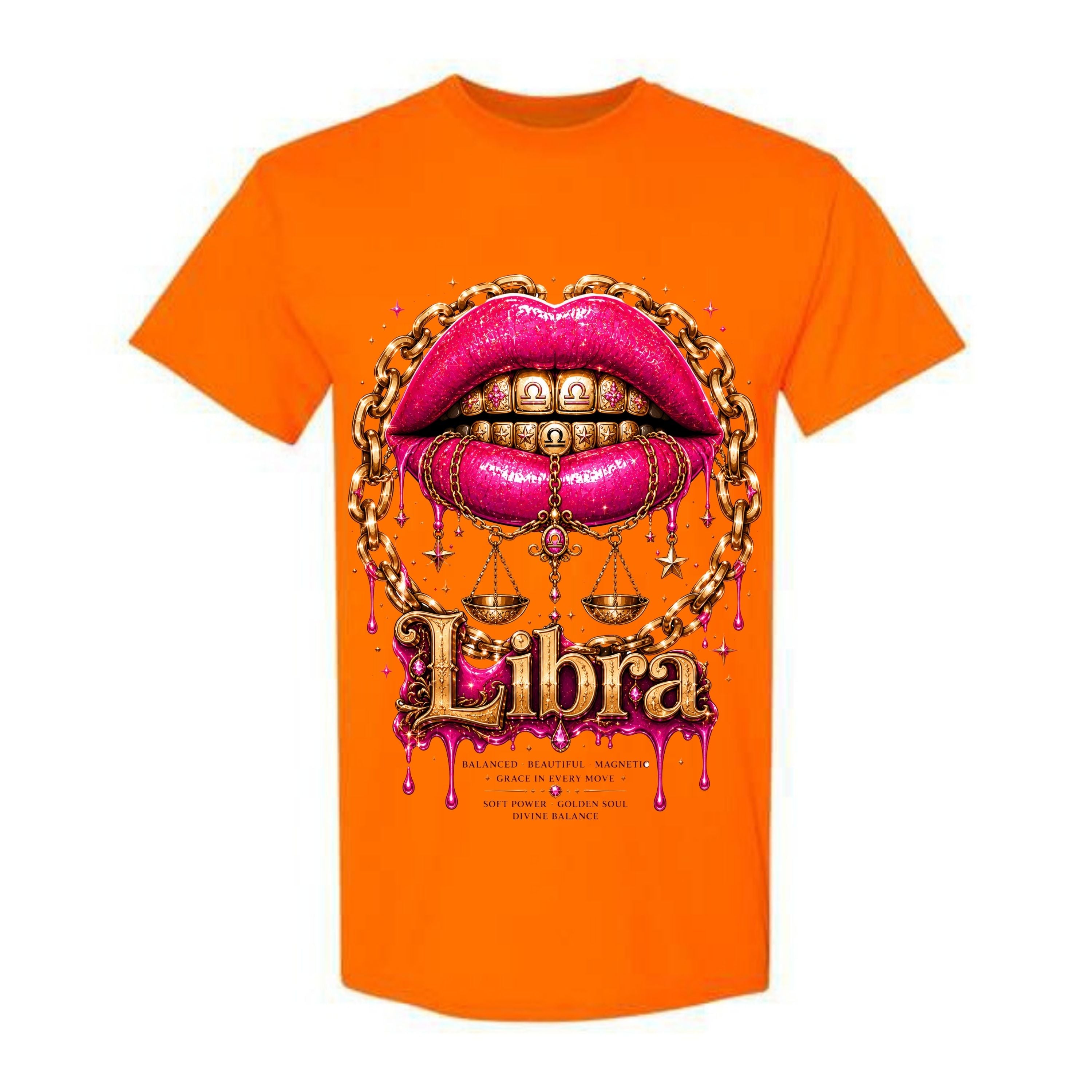 Libra T Shirt Libra Zodiac Graphic Tee Pink Glitter Lips Shirt Gold Grillz Zodiac Shirt Balanced Libra Shirt Gift For Libra Women