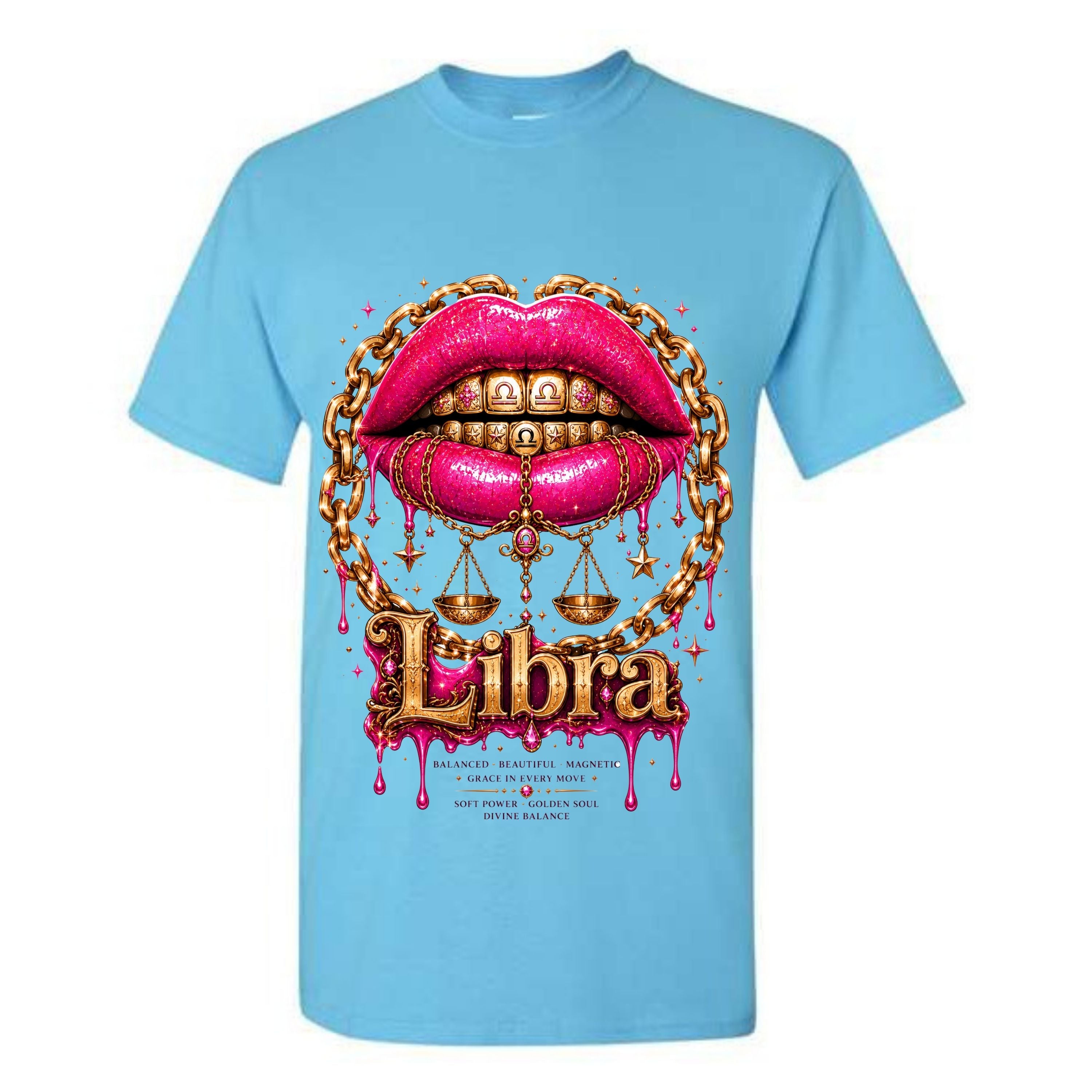Libra T Shirt Libra Zodiac Graphic Tee Pink Glitter Lips Shirt Gold Grillz Zodiac Shirt Balanced Libra Shirt Gift For Libra Women
