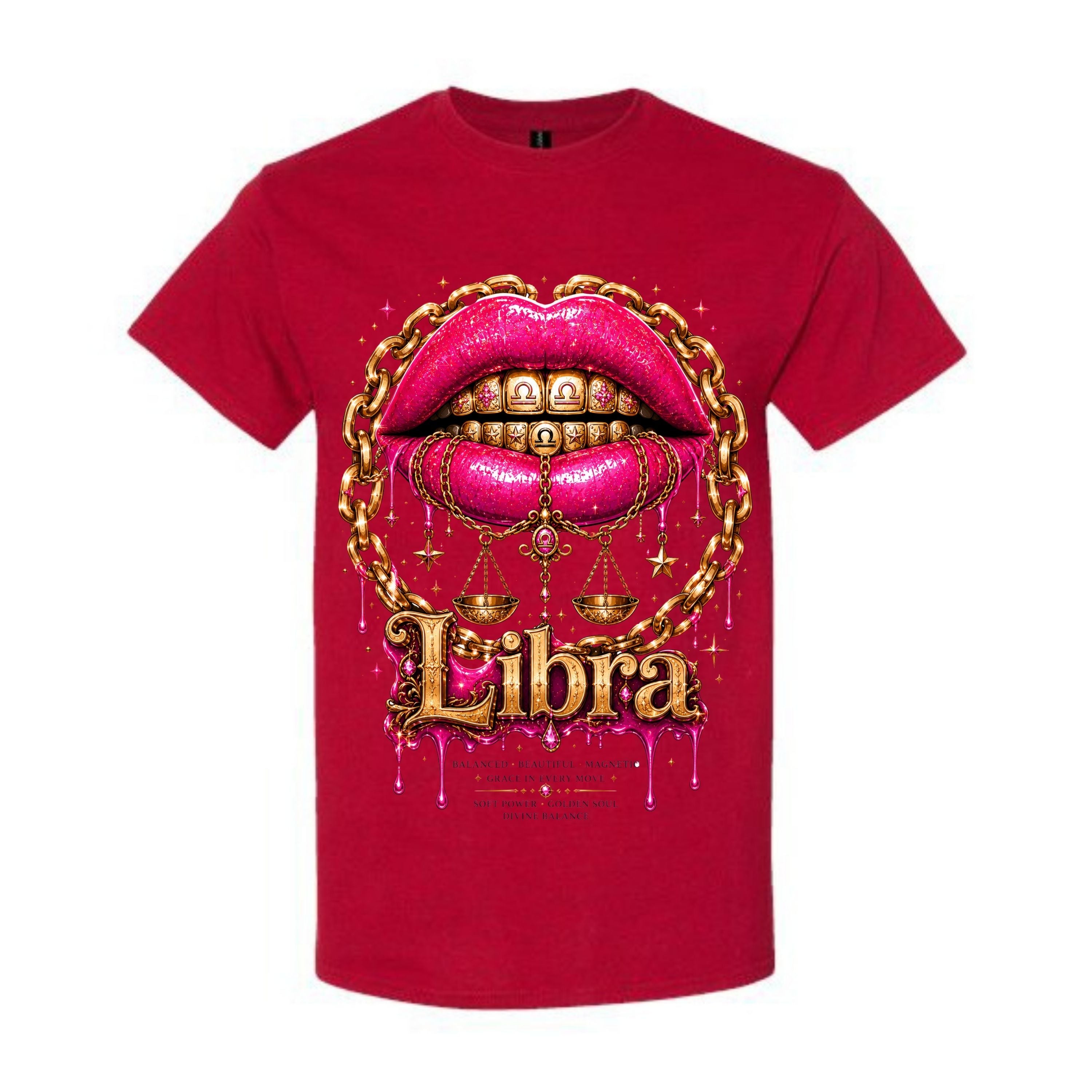 Libra T Shirt Libra Zodiac Graphic Tee Pink Glitter Lips Shirt Gold Grillz Zodiac Shirt Balanced Libra Shirt Gift For Libra Women