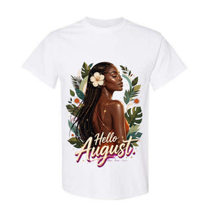 Hello August T Shirt Glow Grow Grace Graphic Tee Tropical August Girl Shirt Boho August Birthday Shirt Summer Goddess Shirt Gift For August Women