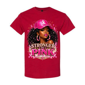 Stronger In Pink T Shirt Breast Cancer Awareness Shirt Pink Ribbon Graphic Tee Pink Cap Girl Shirt Strength Hope Courage Shirt Gift For Cancer Warriors