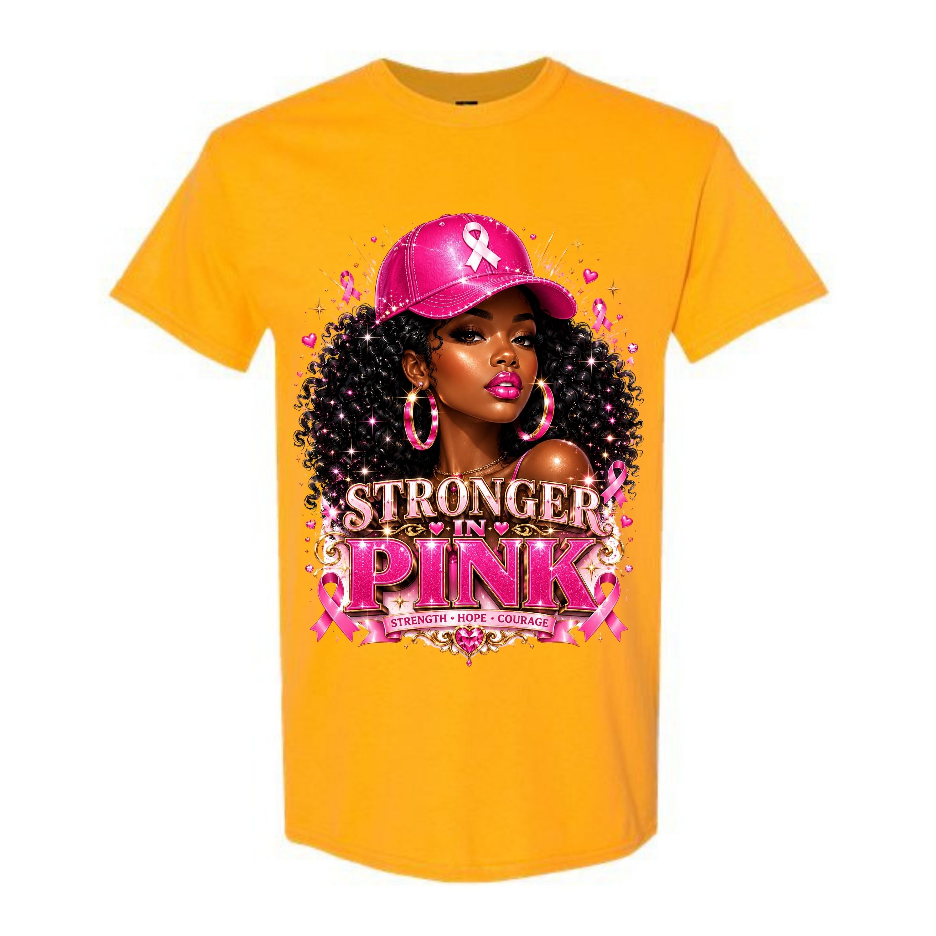 Stronger In Pink T Shirt Breast Cancer Awareness Shirt Pink Ribbon Graphic Tee Pink Cap Girl Shirt Strength Hope Courage Shirt Gift For Cancer Warriors