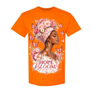 Hope Blooms T Shirt Breast Cancer Awareness Shirt Pink Ribbon Graphic Tee Floral Headwrap Woman Shirt Strength Courage Shirt Gift For Cancer Warriors