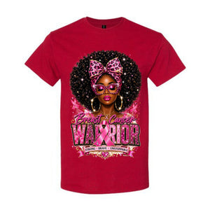 Breast Cancer Warrior T Shirt Breast Cancer Awareness Shirt Pink Ribbon Graphic Tee Leopard Bow Afro Girl Shirt Strong Brave Unstoppable Shirt Gift For Cancer Warriors