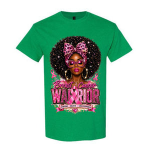 Breast Cancer Warrior T Shirt Breast Cancer Awareness Shirt Pink Ribbon Graphic Tee Leopard Bow Afro Girl Shirt Strong Brave Unstoppable Shirt Gift For Cancer Warriors