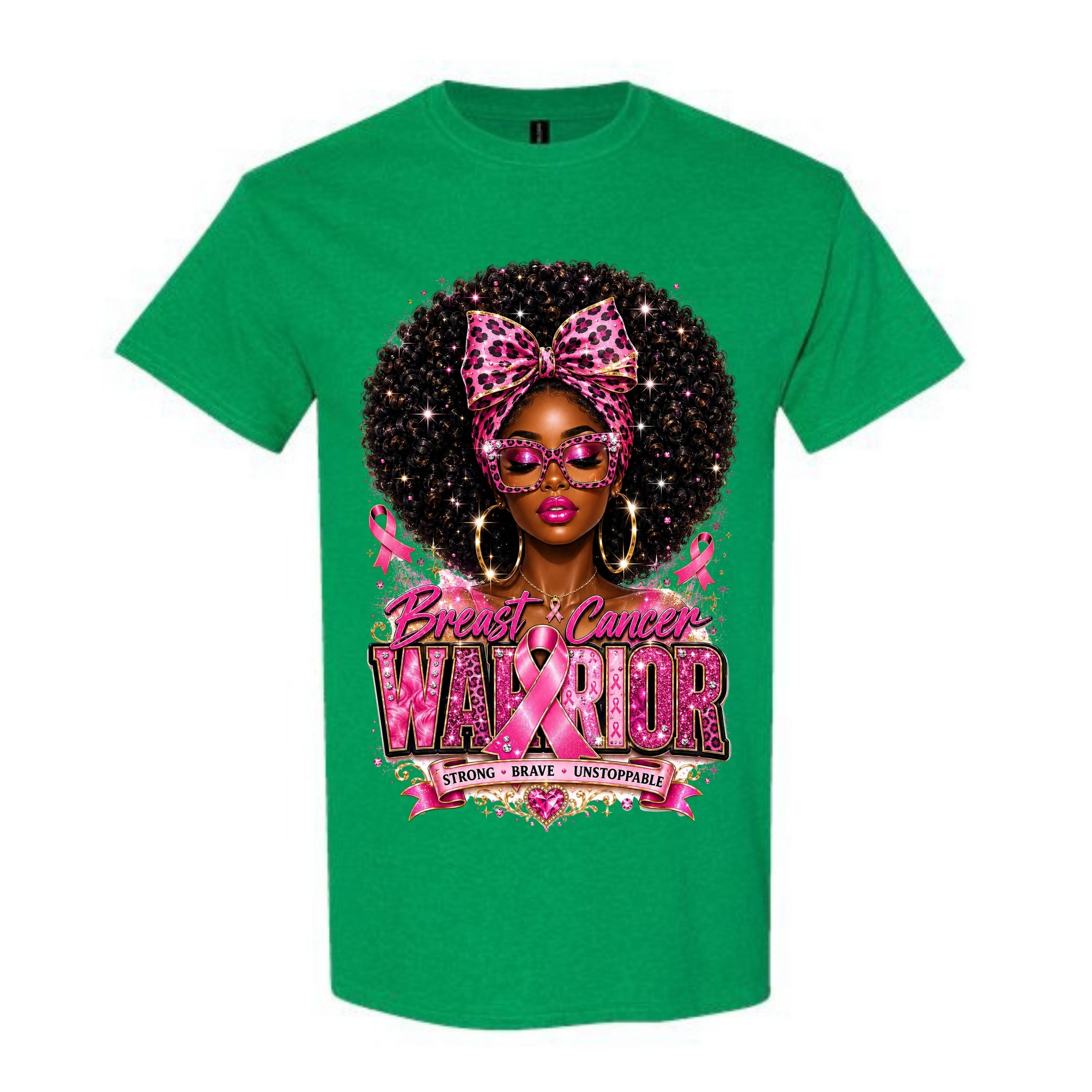 Breast Cancer Warrior T Shirt Breast Cancer Awareness Shirt Pink Ribbon Graphic Tee Leopard Bow Afro Girl Shirt Strong Brave Unstoppable Shirt Gift For Cancer Warriors