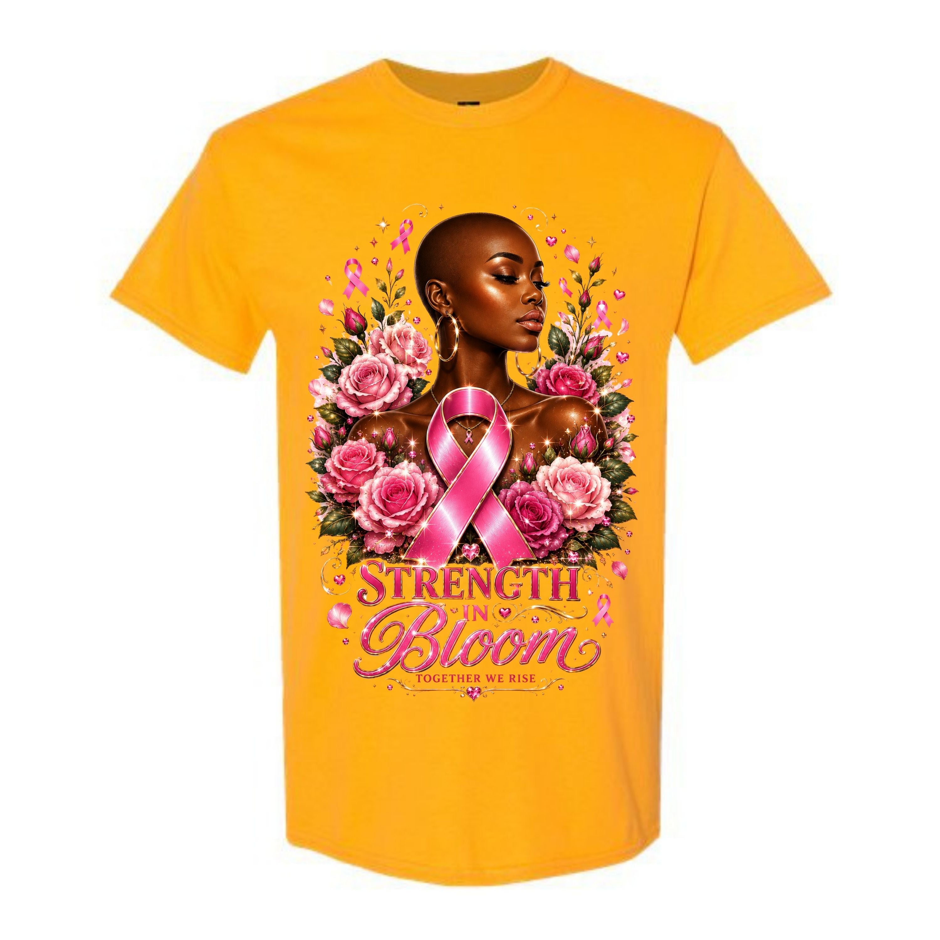 Strength In Bloom T Shirt Breast Cancer Awareness Shirt Pink Ribbon Graphic Tee Floral Warrior Woman Shirt Together We Rise Shirt Gift For Cancer Warriors
