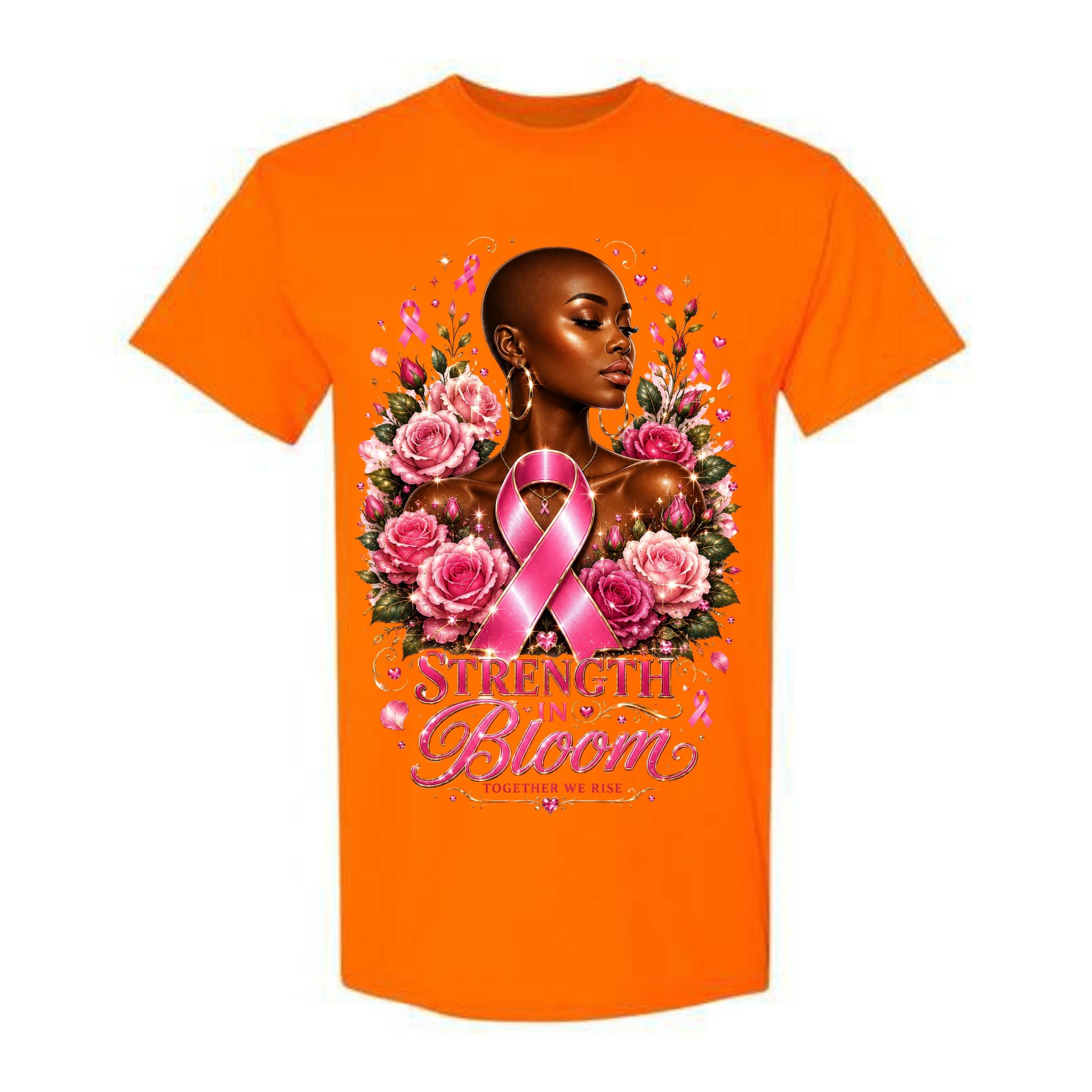 Strength In Bloom T Shirt Breast Cancer Awareness Shirt Pink Ribbon Graphic Tee Floral Warrior Woman Shirt Together We Rise Shirt Gift For Cancer Warriors