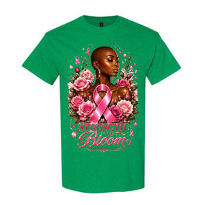 Strength In Bloom T Shirt Breast Cancer Awareness Shirt Pink Ribbon Graphic Tee Floral Warrior Woman Shirt Together We Rise Shirt Gift For Cancer Warriors