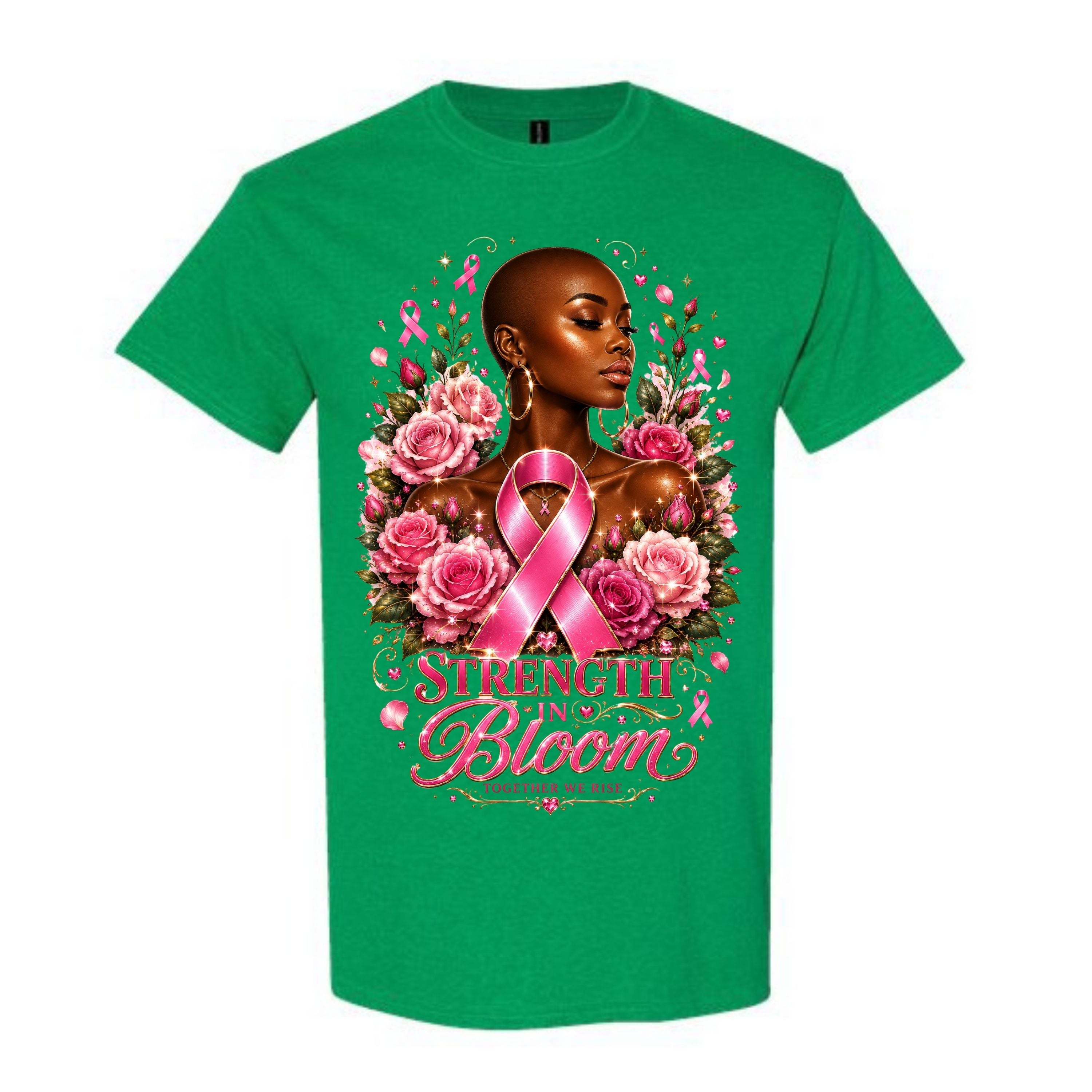 Strength In Bloom T Shirt Breast Cancer Awareness Shirt Pink Ribbon Graphic Tee Floral Warrior Woman Shirt Together We Rise Shirt Gift For Cancer Warriors