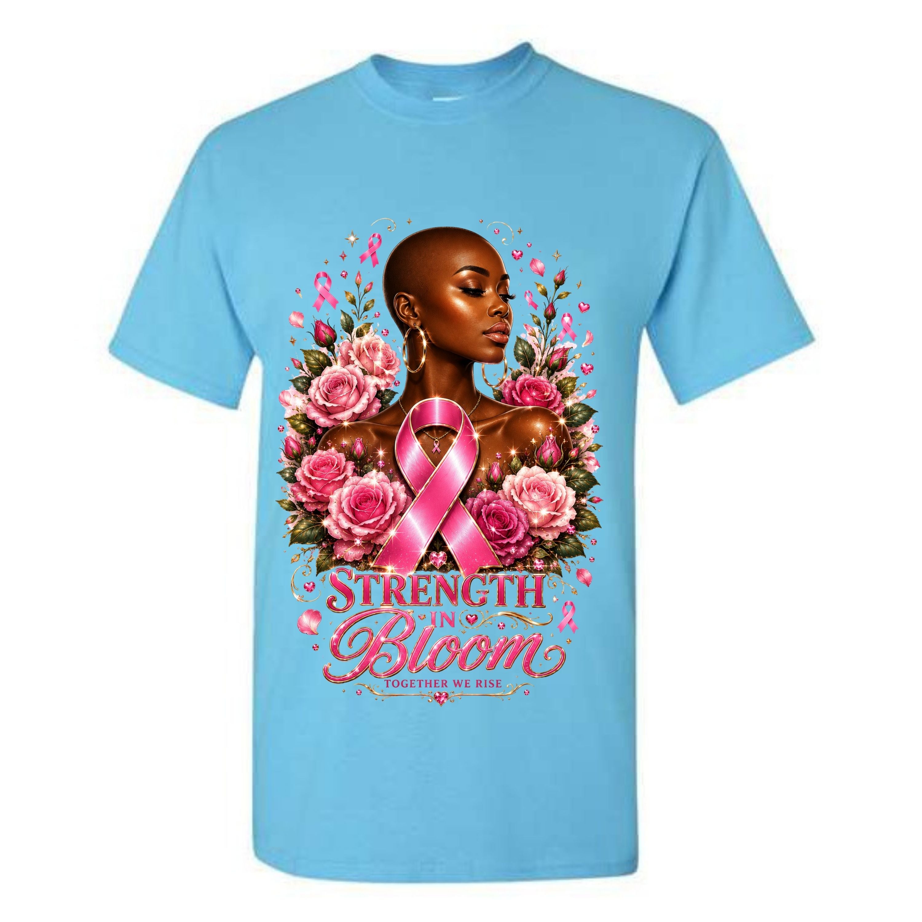 Strength In Bloom T Shirt Breast Cancer Awareness Shirt Pink Ribbon Graphic Tee Floral Warrior Woman Shirt Together We Rise Shirt Gift For Cancer Warriors