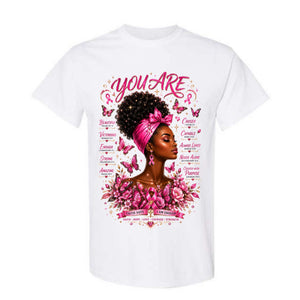 You Are Breast Cancer Awareness Shirt Faith Says I Am Enough Graphic Tee Pink Ribbon Butterfly Shirt Inspirational Christian Shirt Gift For Cancer Warriors