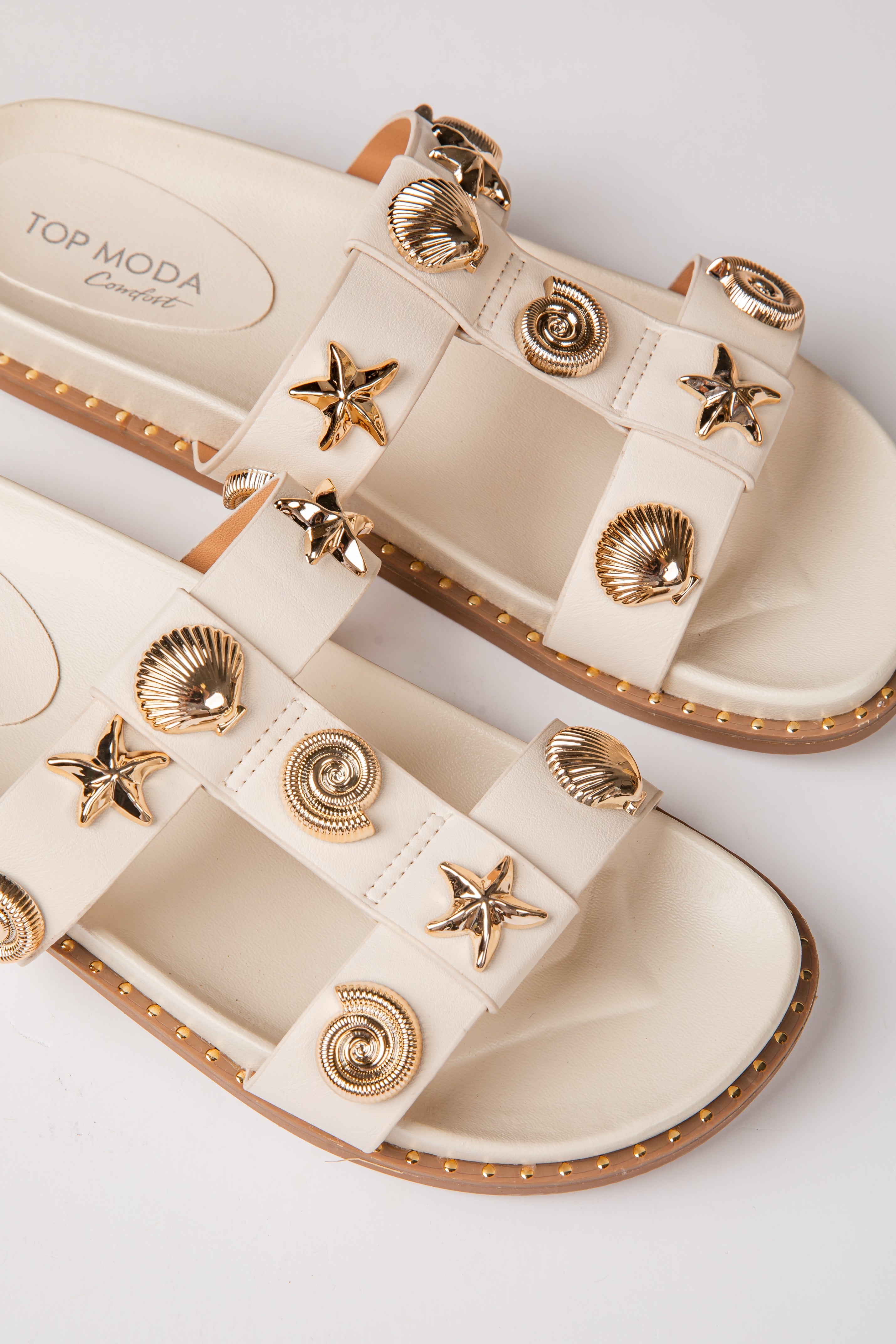 Sailor Shell Double Strap Ivory Sandal