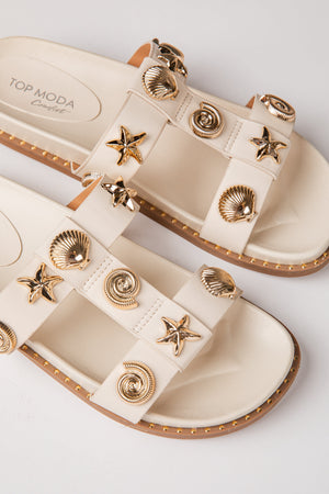 Sailor Shell Double Strap Ivory Sandal