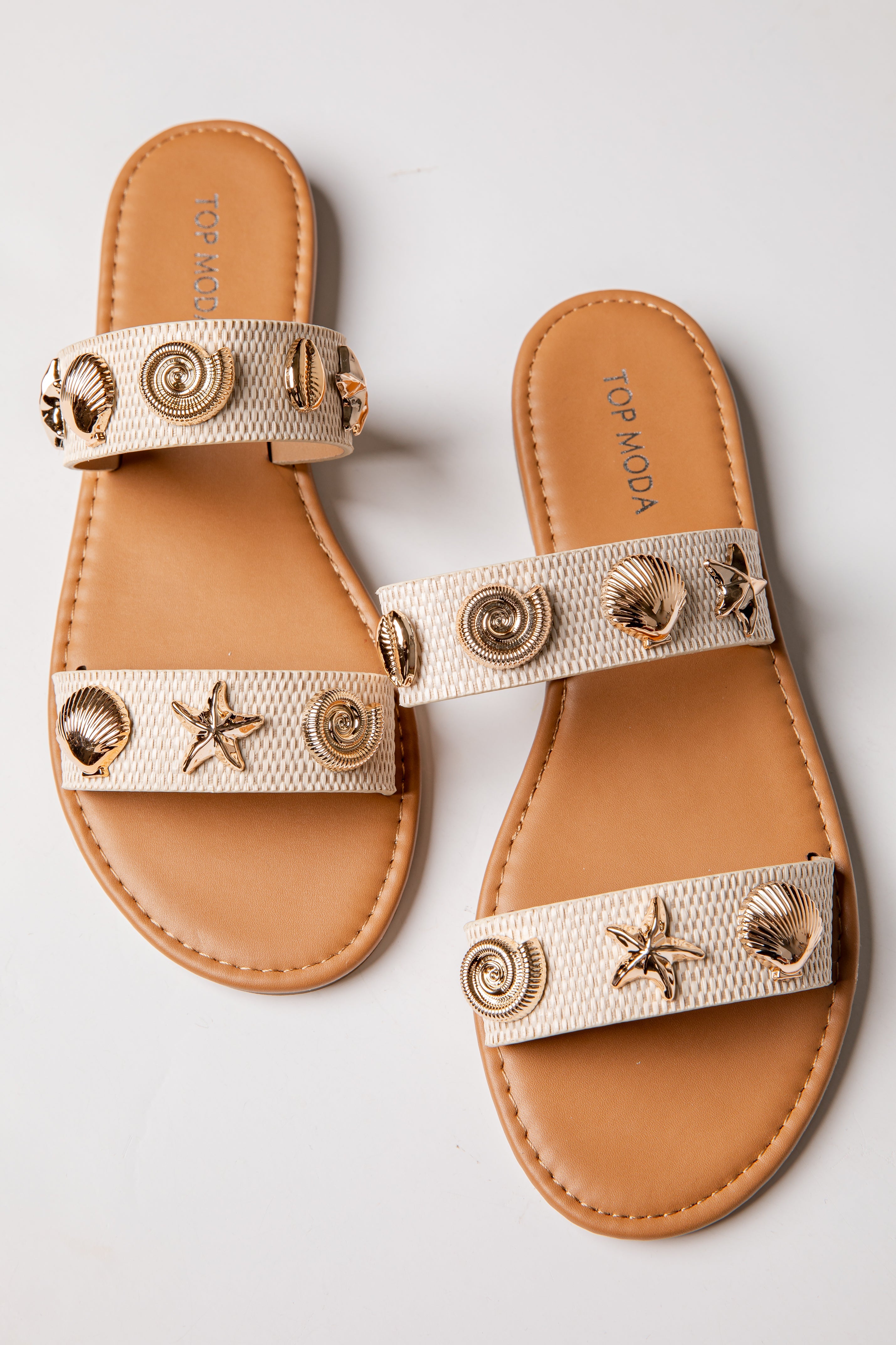 Marina Shell Embellished Slide Sandal