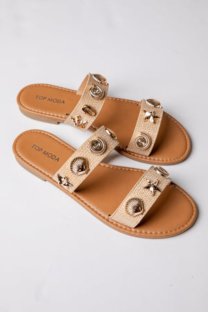 Marina Shell Embellished Slide Sandal
