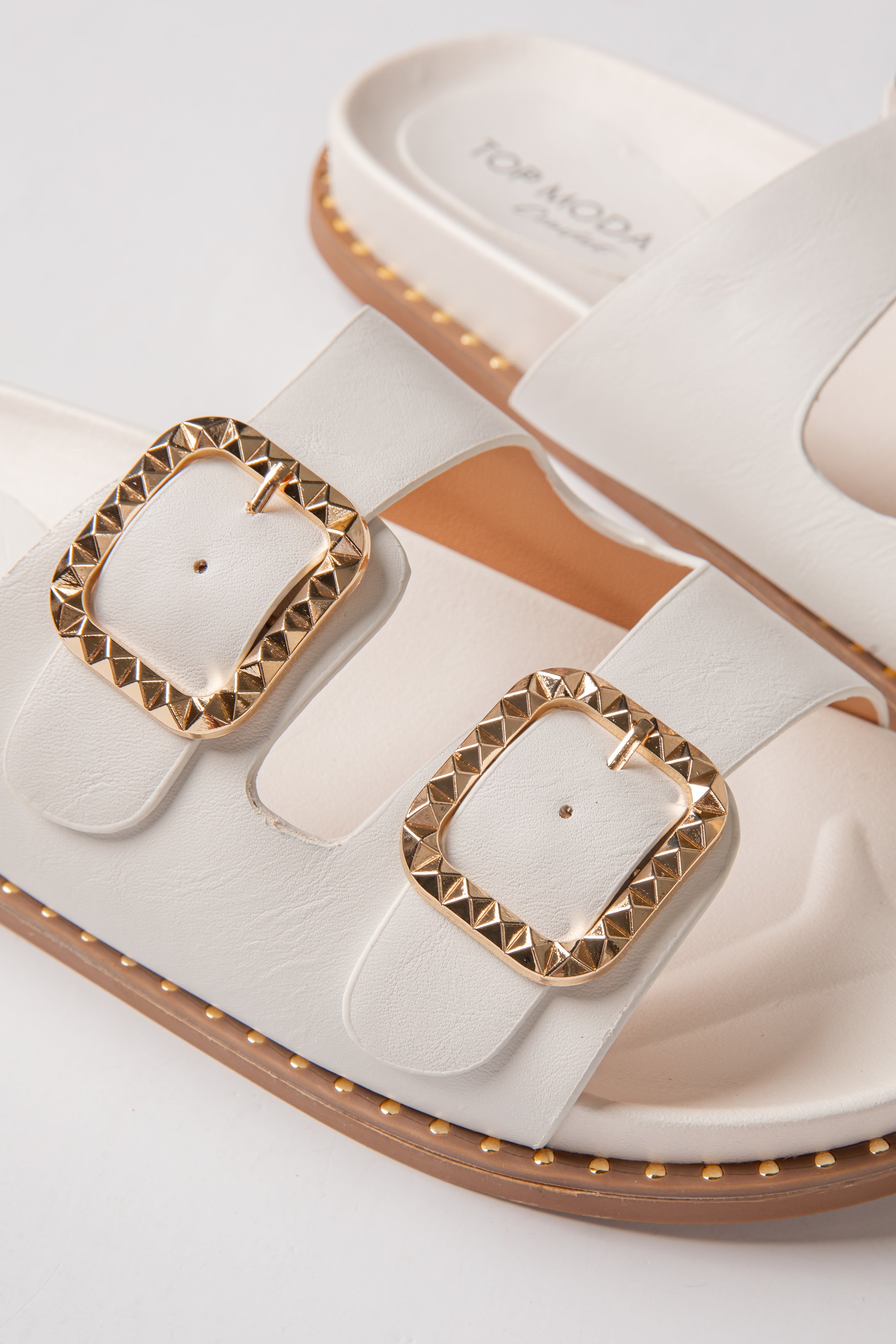 By The Bay White Double Strap Sandals