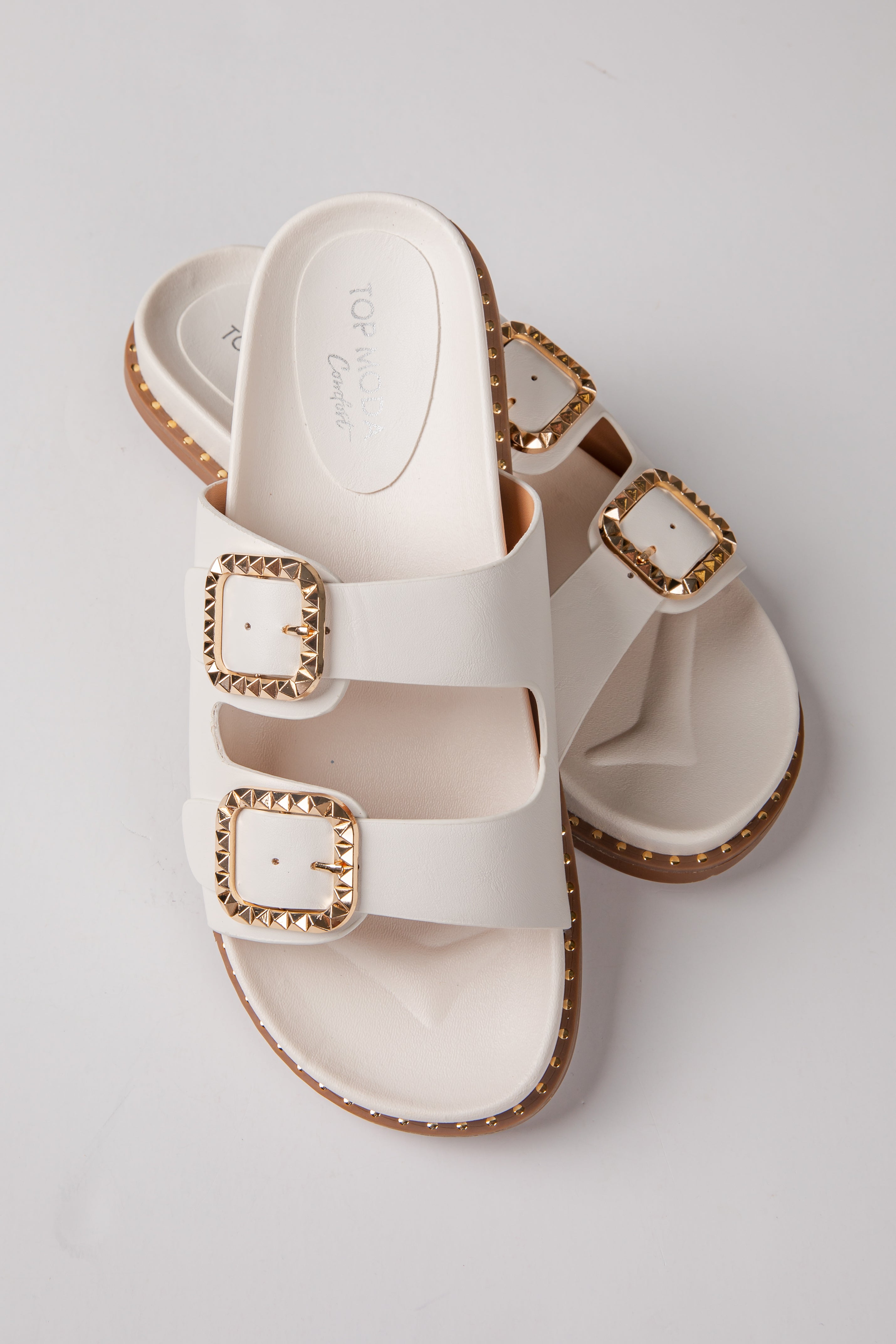 By The Bay White Double Strap Sandals